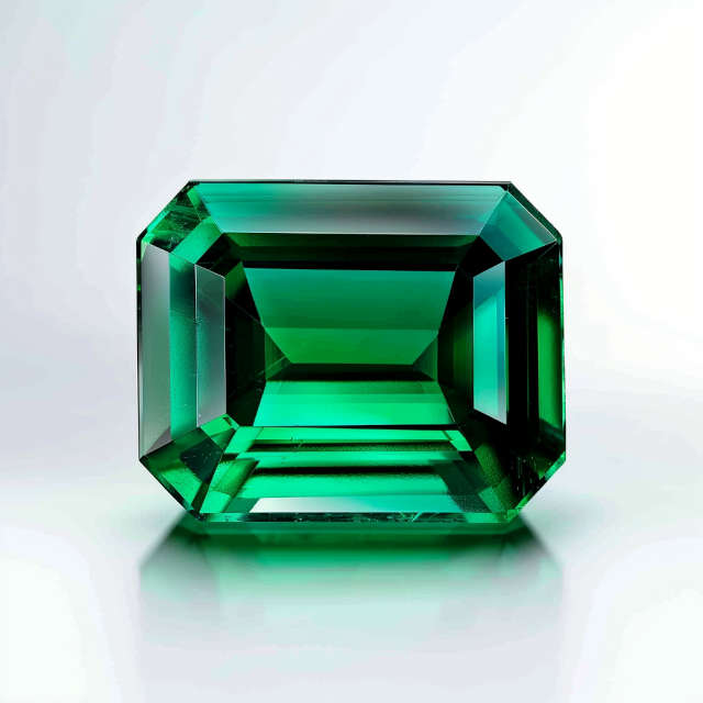 Emerald gem in emerald cut.